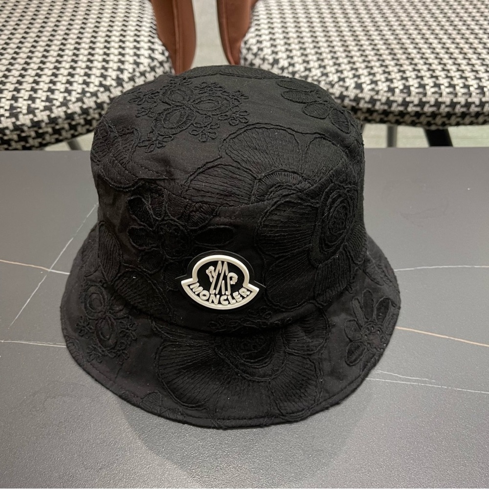 Black Floral Bucket Hat with Logo Patch